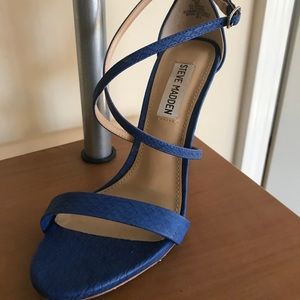 Blue Steve Madden crisscross strap heels
